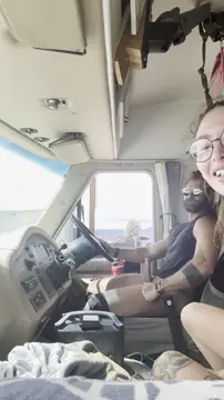 The truck drivers liked the free show while waiting in traffic - Free TikTok Porn Video
